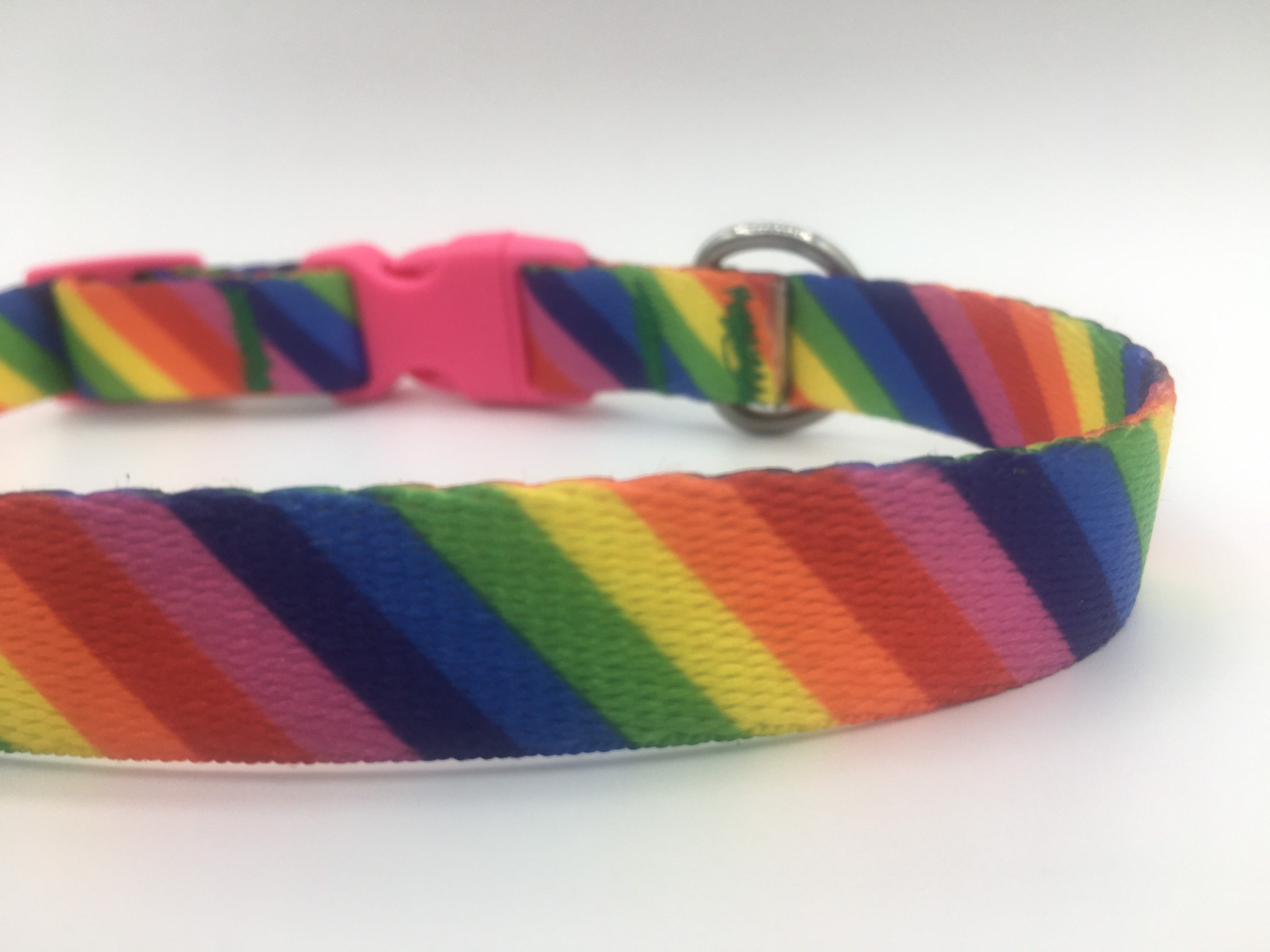 RAINBOW DOG COLLAR available in sizes xxs to xl with a pretty Etsy