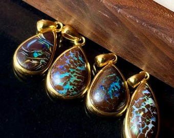 Australian Boulder Opal Pendant in Gold Vermeil Sterling Silver Pendant Unique Gifts for Her
