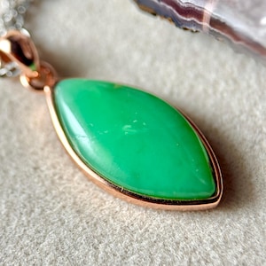 Chrysoprase Pendant Gold-plated,Green Gemstone Oval Pendant Birthday Gift Women Dainty Chrysoprase Necklace Jewelry Gift for Her