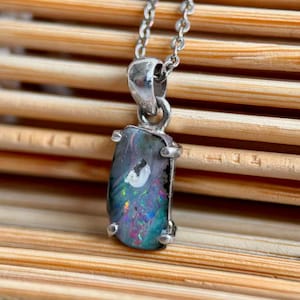 Australian Boulder Opal Pendant,Exquisite craftsmanship with S925nl silver wrapping