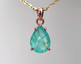 Colgante de ópalo azul facetado / Plata 925 bañada en oro rosa, joyería con piedras preciosas para la sanación con cristales