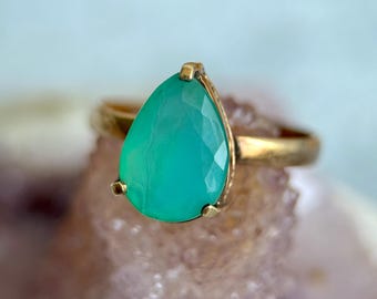 14K Gold Peruvian Blue Opal Ring(6US) – Natural Gemstone Ring