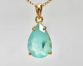 Colgante de ópalo azul andino / Plata de ley chapada en oro