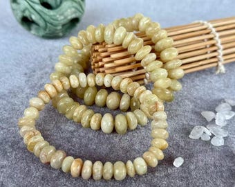 アクアマリンブレスレット、フラットジェムストーンビーズ、伸縮性のあるジュエリー