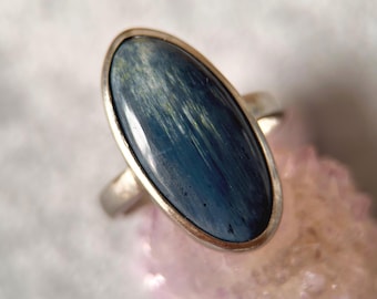 Sterling Silver Pietersite Statement Ring, Natural Blue Gemstone (Size 8 US)