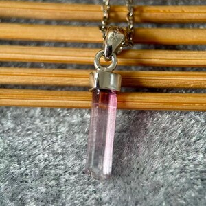 Raw Tourmaline Crystal Column Pendant in Sterling Silver, Natural Gemstone Necklace image 3