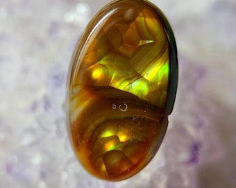 Mexican Fire Agate Gemstone(15.6mm*9.3mm4.5ct) | Natural Crystal with Fiery Red-Orange Flash