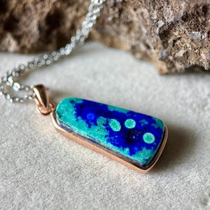 Azurite Chrysocolla Pendant s925 plated gold