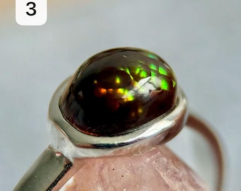 Mexican Fire Agate Silver Ring (6 US)– Natural Gemstone Ring with Iridescent Colors