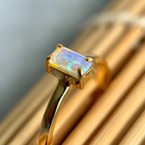 Australian Faceted Opal Gold Plated Ring,(7 1/2 US) Dainty Opal Engagement  jewelry