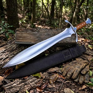 Spada a foglia celtica forgiata a mano, lunga 53 cm, in acciaio 5160, con impugnatura in legno bianco, regalo per i testimoni dello sposo.
