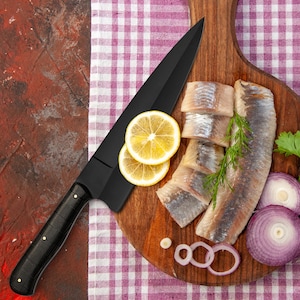 Handcrafted Full Tang Powder Coated Chef Knife Birthday Gift Groomsmen Gift Anniversary Wedding Personalized Gift for Men Kitchen Knife