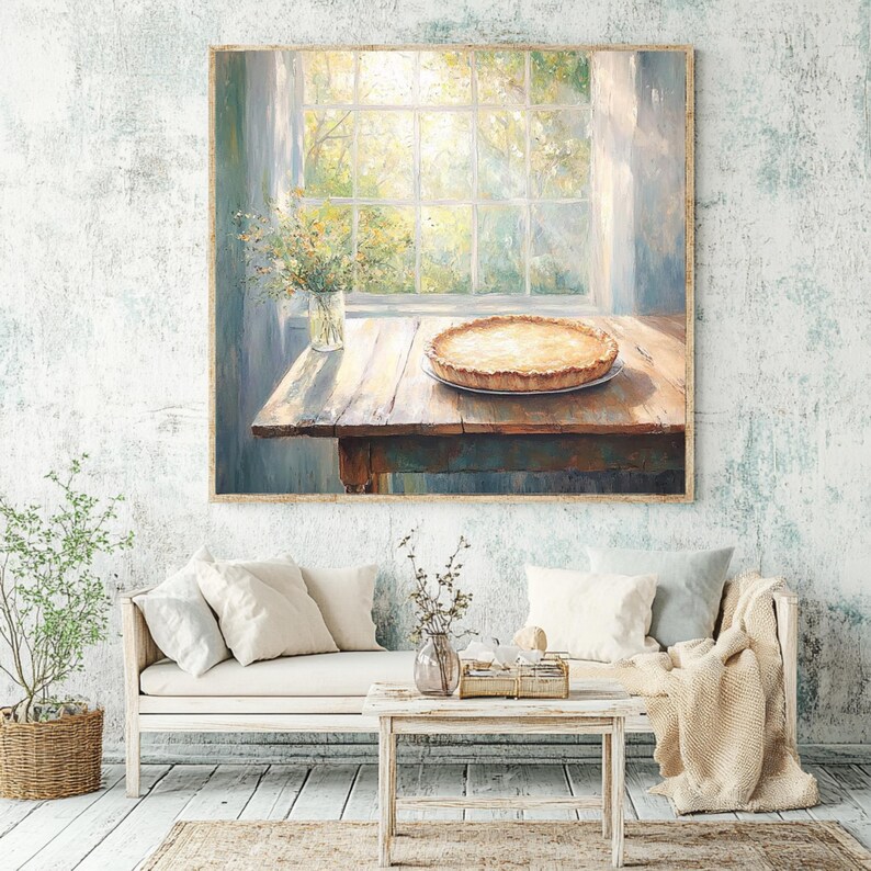 Cuadro enmarcado de cocina rústica, cuadro cuadrado con marco de madera, decoración rústica campestre, lámina de tarta horneada, arte de pared rústico, decoración rústica imagen 4