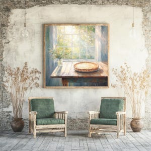 Cuadro enmarcado de cocina rústica, cuadro cuadrado con marco de madera, decoración rústica campestre, lámina de tarta horneada, arte de pared rústico, decoración rústica imagen 3