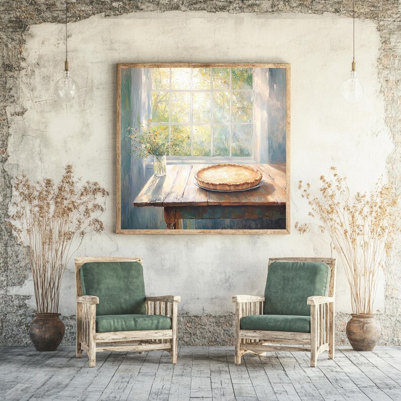 Cuadro enmarcado de cocina rústica, cuadro cuadrado con marco de madera, decoración rústica campestre, lámina de tarta horneada, arte de pared rústico, decoración rústica imagen 3