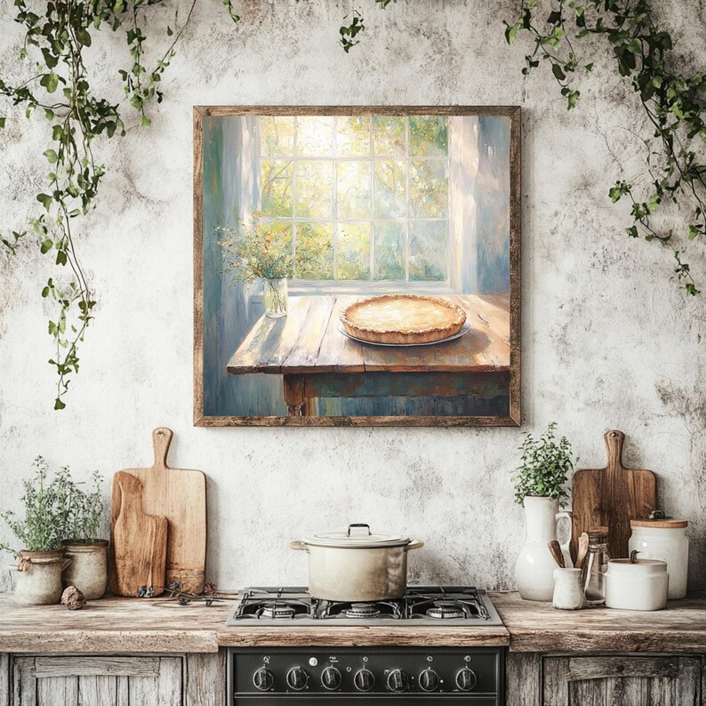 Cuadro enmarcado de cocina rústica, cuadro cuadrado con marco de madera, decoración rústica campestre, lámina de tarta horneada, arte de pared rústico, decoración rústica imagen 7