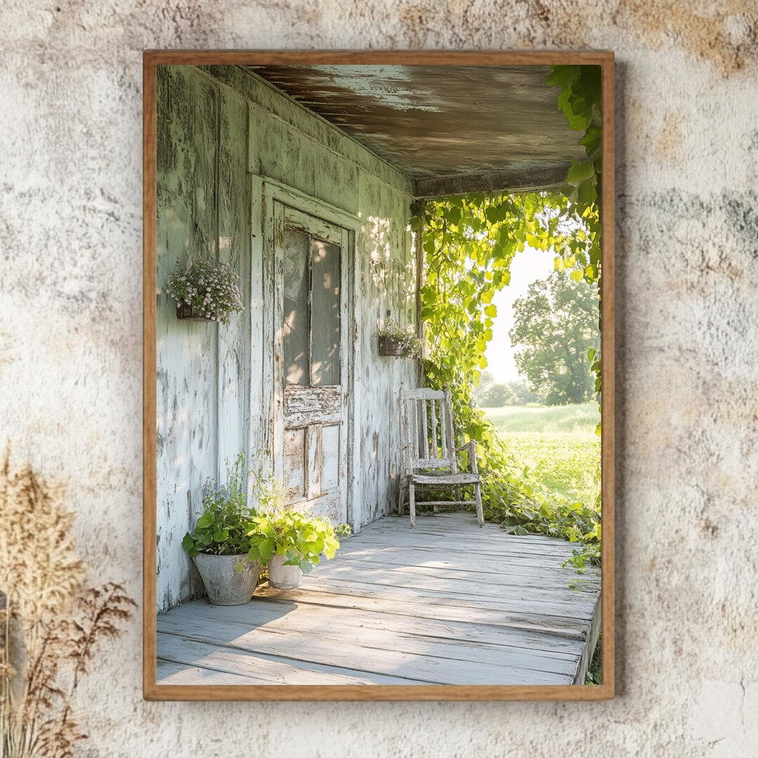 Farmhouse Porch Canvas Wall Art, Rustic Vintage Country Door Print ...