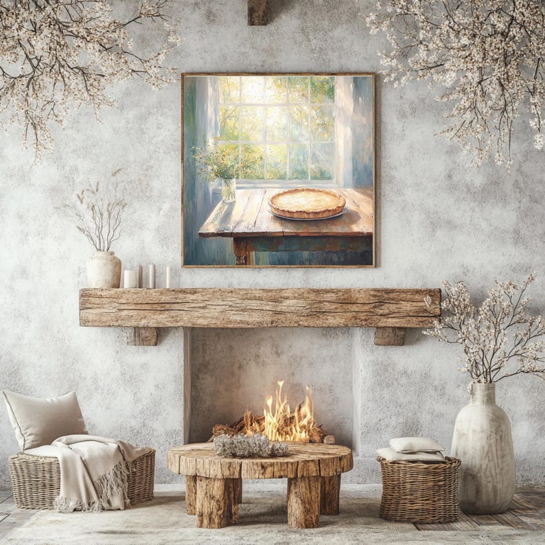 Cuadro enmarcado de cocina rústica, cuadro cuadrado con marco de madera, decoración rústica campestre, lámina de tarta horneada, arte de pared rústico, decoración rústica imagen 5