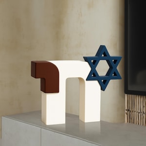 Chai Sculpture & Star of David Art | Handmade Sculpture |Jewish Home Decor| Unique Hebrew Letter Wall Art| Zionist Gift| Israel Support Gift