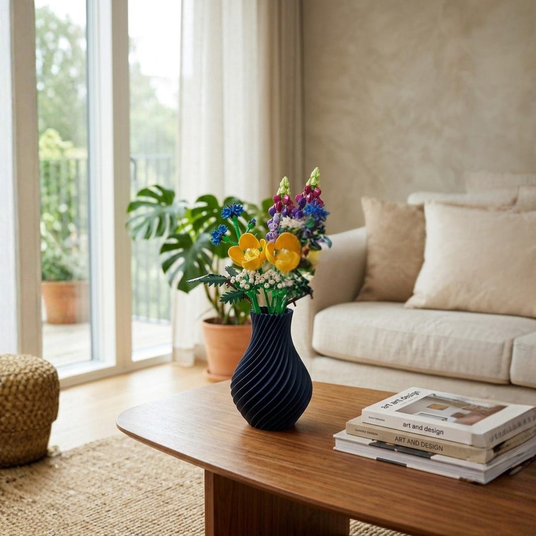 JDI Art 3D Printed Twisted Flower Vase | Modern Vase Decor for