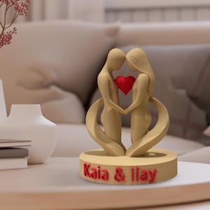 JDIArtsStore 3D Printed Custom Couple Sculpture - Couples In Love Decor Hugging Couple Figurine Gift  Romantic Red Heart For Home & Weddind