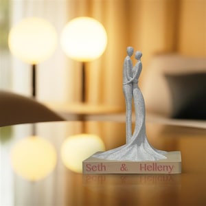 JDIArtsStore 3D Couple Statue Custom  Name Inscribed Figurine With Custom Names On Statue  Unique Romantic Couple Home Anniversary & Wedding