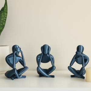 See No Evil Hear No Evil Speak No Evil | PLA 3D Printed Monkey Set | Bronze animal| Abstract Sculpture| Unique Gift Wall Art Spiritual Decor