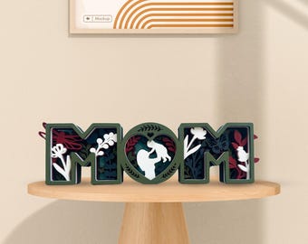 Personalized MOM Wooden Wall Art, Handmade 3D Mom Sign, Mother’s Day Gift for Mom, Birthday Gift for Mother, Home Decor