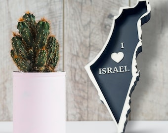 JDI Art I Love Israel Serving Tray – Handmade Blue & White Israel Map Tray Jewish Home Decor Holy Land Souvenir Wedding and Anniversary Gift