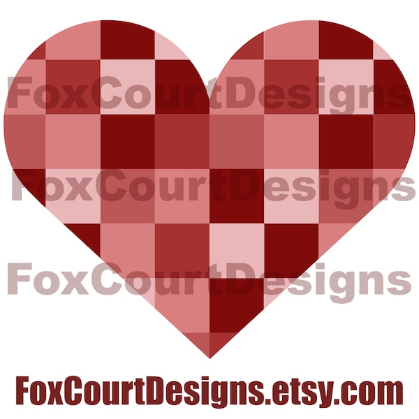 Pixel Heart SVG File for Vinyl or Paper Cutting - Multicolor Heart File, Square Heart, Pixelated Heart, Grid Heart, Gingham Heart SVG File