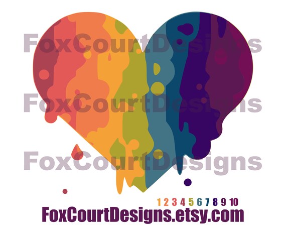 Download Deluxe Rainbow Splatter Heart Svg File For Vinyl Or Paper Etsy