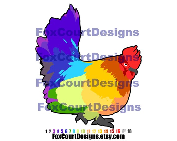 Download Chicken Multicolor Svg For Vinyl Or Paper Cutting Rainbow Etsy