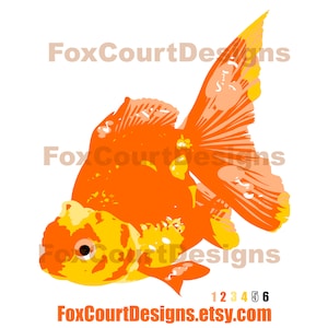 Goldfish SVG for Vinyl or Paper Cutting - Fish Graphic, Layered SVG, Koi Cut File, Multicolor Fish SVG, Embroidery Goldfish, Pop Art File