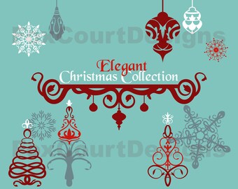 Elegant Christmas Full Collection - SVG files for Vinyl or Paper Cutting, Holiday Images, Christmas Trees, Snowflakes, Ornament Cut File