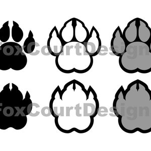 Pawprint Set SVG for Vinyl or Paper Cutting - Pawprint Graphic, Pawprint Solid and Outline, Dog Pawprint, Bear Pawprint, Furry Pride