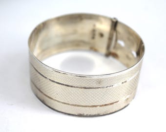 Vintage 1944 Charles Horner Silver Belt Bangle – Chester Hallmarked Adjustable Buckle Bracelet