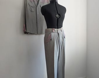 Original 1950s Houndstooth Western Suit – Mens Two Piece, Shirt and Trousers