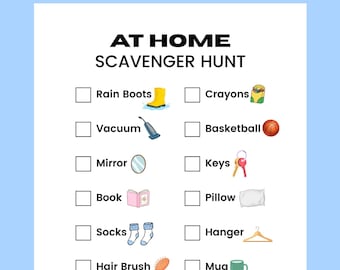 At-Home Scavenger Hunt | Printable Indoor Game for Kids | Toddler Activity | Digital Downloads