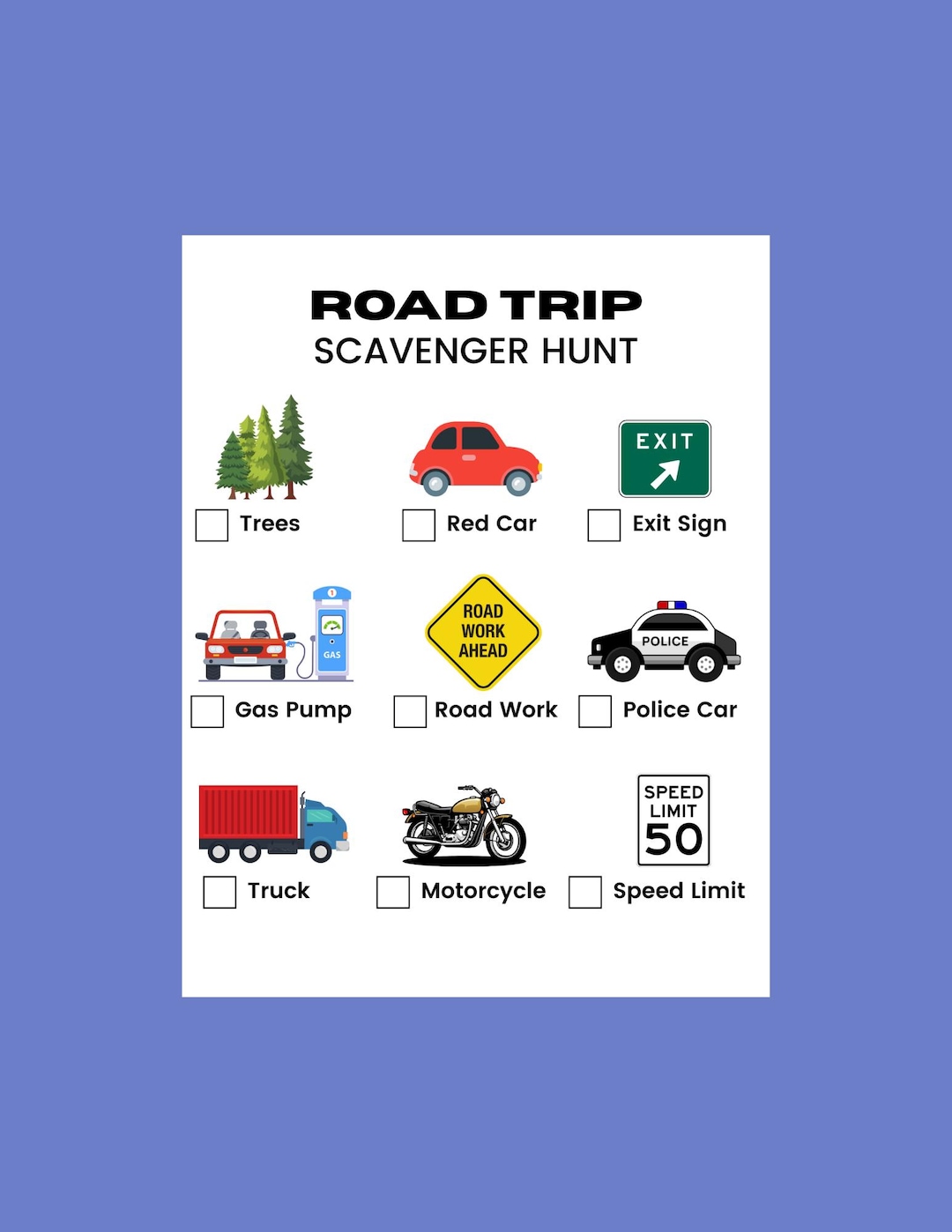 Kids Road Trip Scavenger Hunt: Car Ride Activity (printable Digital ...