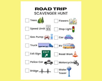 Road Trip Scavenger Hunt for Kids: Printable Travel Game (Digital Download)