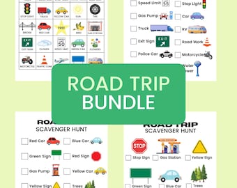 Kids Road Trip Scavenger Hunt Bundle: 4 Printable Car Games (Digital Download
