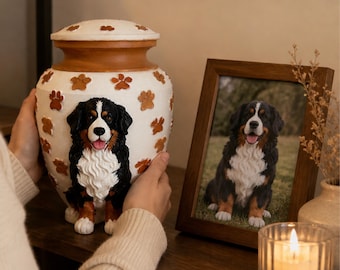 Custom Pet Urn With Pet Figurine For Pet Loss Memorial-Personalized Dog Urn With Dog Sculpture On the Urn