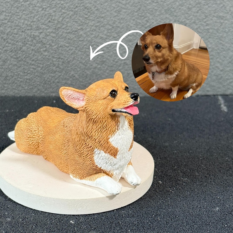カスタム犬の彫刻：手描きのペットメモリアルフィギュア 画像 4