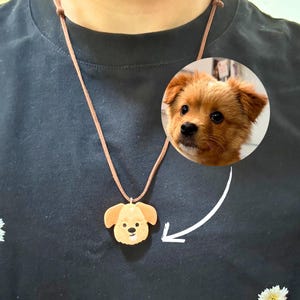 Personalize Dog Face Necklace In Cartoon Style-Custom Cat Portrait Necklace-Custom Jewelry For Pet Lover Gift-Handmade Keepsake For Pet Loss