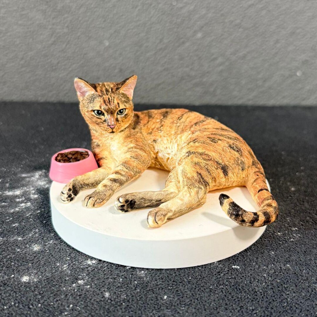 Custom Cat Sculpture From Hand-painted for Cat Loss Memorial - Pet ...