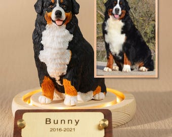 Sculpture de chien personnalisée avec socle lumineux - Statue de chat personnalisée pour amoureux des chats - Figurines d'animal de compagnie personnalisées pour le décès d'un animal de compagnie, cadeau commémoratif