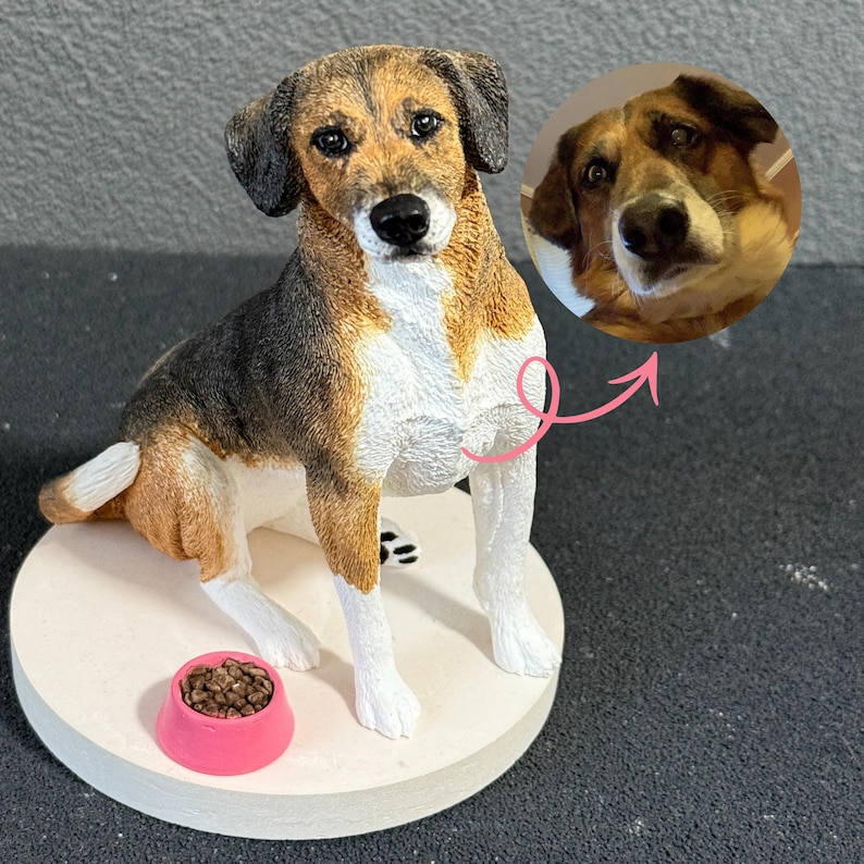 カスタム犬の彫刻：手描きのペットメモリアルフィギュア 画像 5