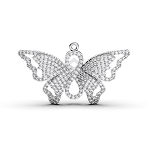 Butterfly Infinity Pendant Necklace – Sterling Silver Cubic Zirconia Butterfly Jewelry, Sparkling Insect Design, Gift for Her