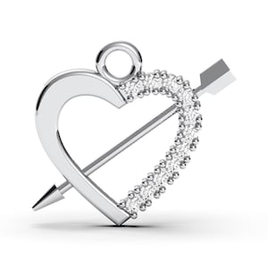 Collier coeur flèche de Cupidon, pendentif pavé en argent sterling, bijoux romantiques pour amour, cadeau de Saint-Valentin pour elle