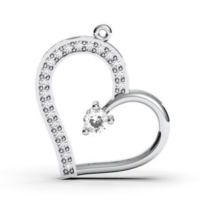 Heart Pendant in 925 Sterling Silver, Romantic Necklace with Center CZ Charm, Handmade Love Jewelry Gift for Her